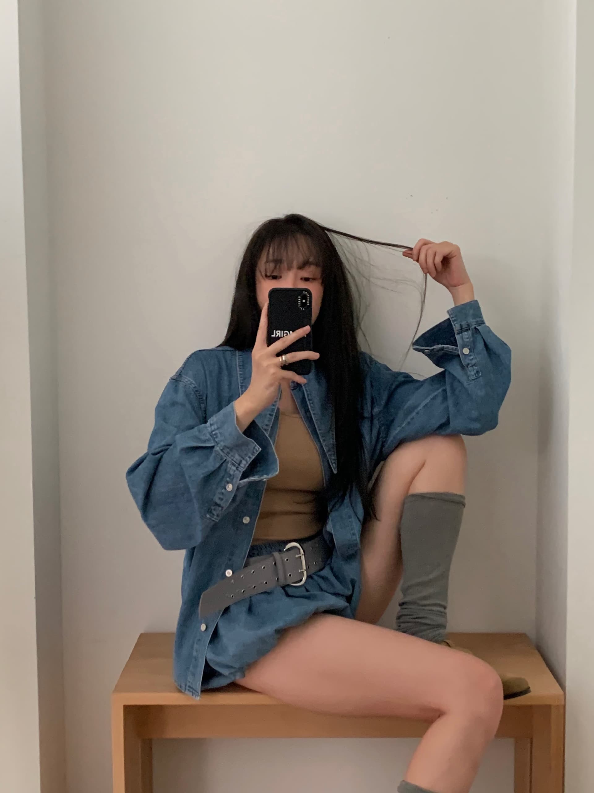 있음 선적 ins 한국 동대문 레트로 워싱 데님 재킷 플리츠 반바지 세트 상세 이미지 27