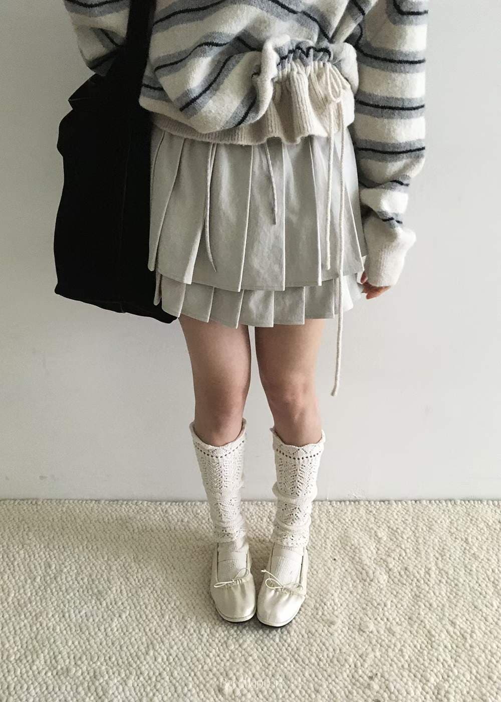 재고 있음 ins 한국 동대문 세련된 레트로 배색 스트라이프 느긋한 폴로 칼라 펌프 로프 수 있습니다. 조정 의류 긴 스웨터 상세 이미지 19