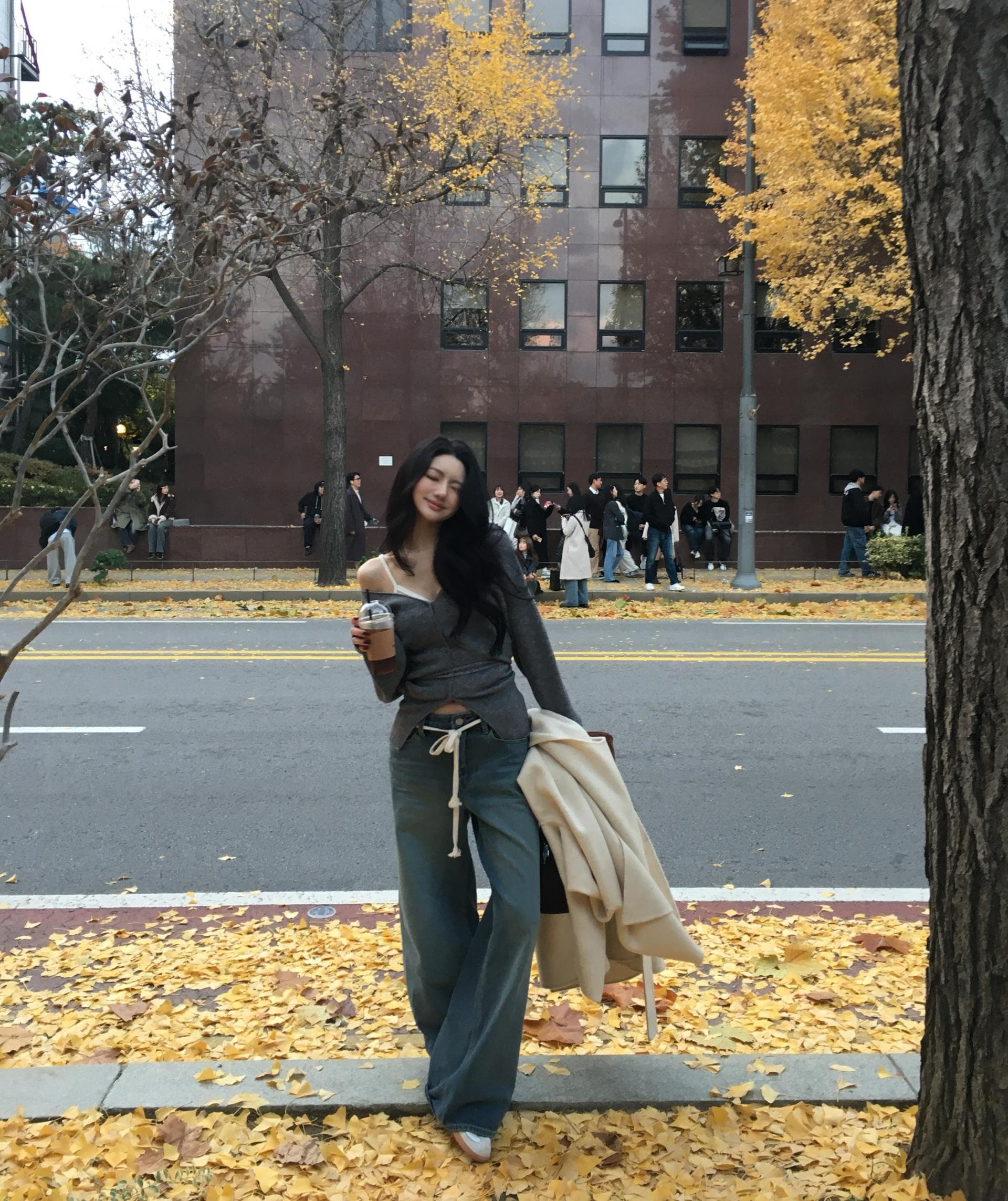 재고 있음 chic 한국 동대문 V넥 허리 수축 슬림해 보이는 구덩이 기사 긴팔 니트 스웨터 이른 봄 새로운 맨위 상세 이미지 19