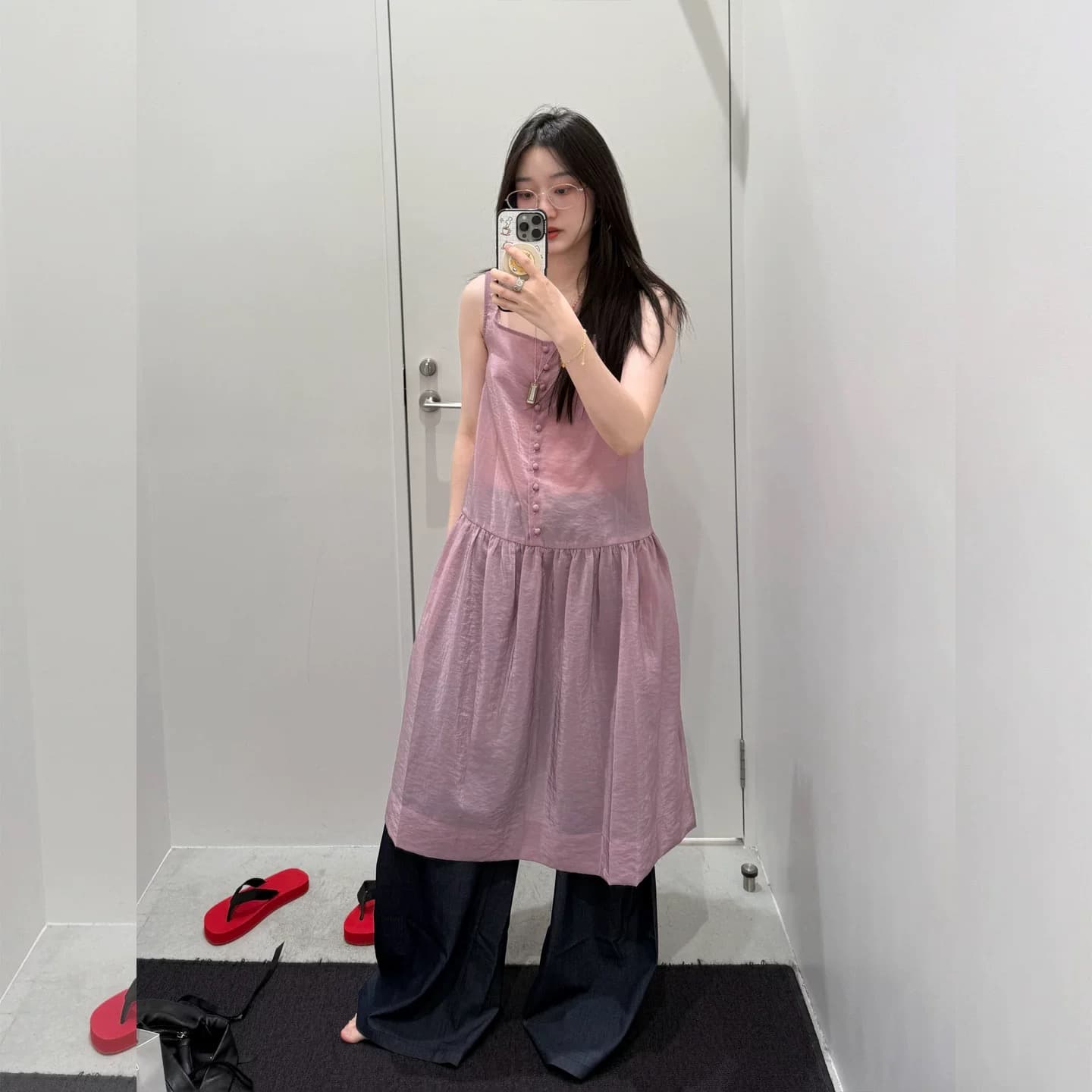 질량 재고 있음 chic 한국 동대문 장 어린이 萱 같은 단락 광장 칼라 드레스 달콤함 슬립 드레스 상세 이미지 7
