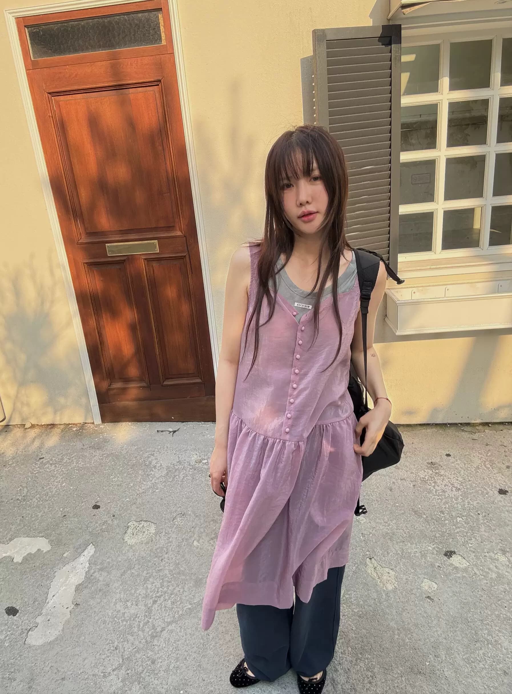 질량 재고 있음 chic 한국 동대문 장 어린이 萱 같은 단락 광장 칼라 드레스 달콤함 슬립 드레스 상세 이미지 11