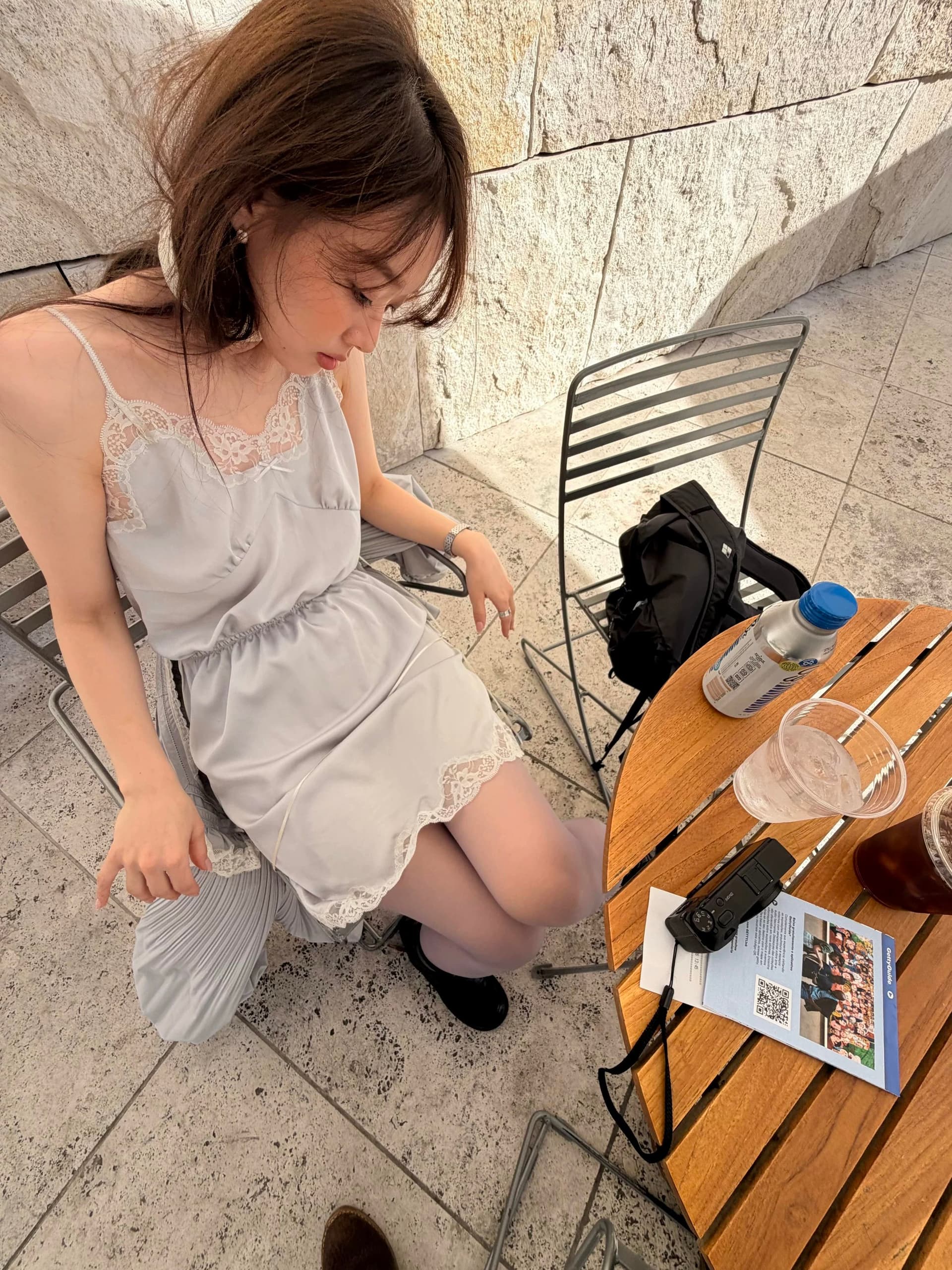 재고 있음 chic 한국 26 봄 여름 새로운 달콤함 레이스 레이스 패치워크 캐미솔 여성 드레스 상세 이미지 1