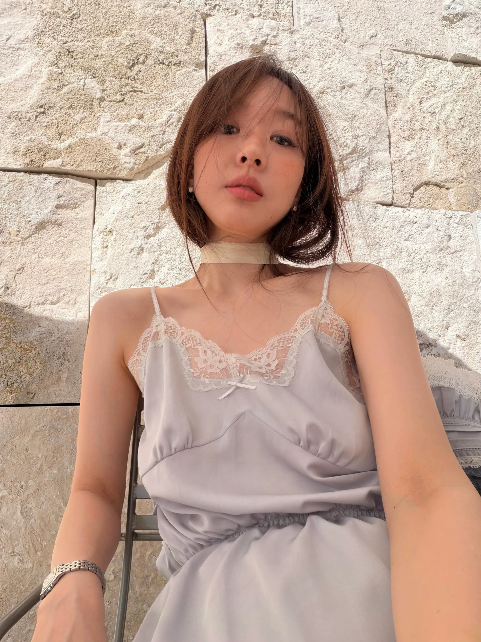 재고 있음 chic 한국 26 봄 여름 새로운 달콤함 레이스 레이스 패치워크 캐미솔 여성 드레스 상세 이미지 3