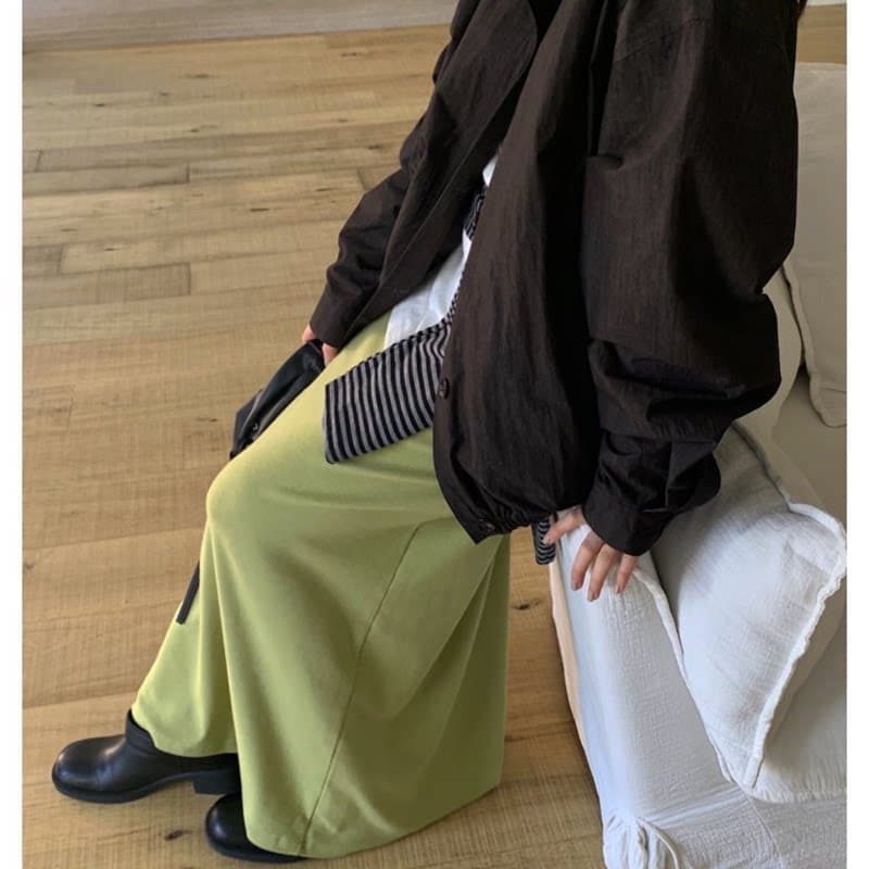 재고 있음 chic 한국 동대문 26 새로운 느긋한 제한적 서리가 내린 부서 도루 도루 가면 종이 사람들 반신 스커트 상세 이미지 13