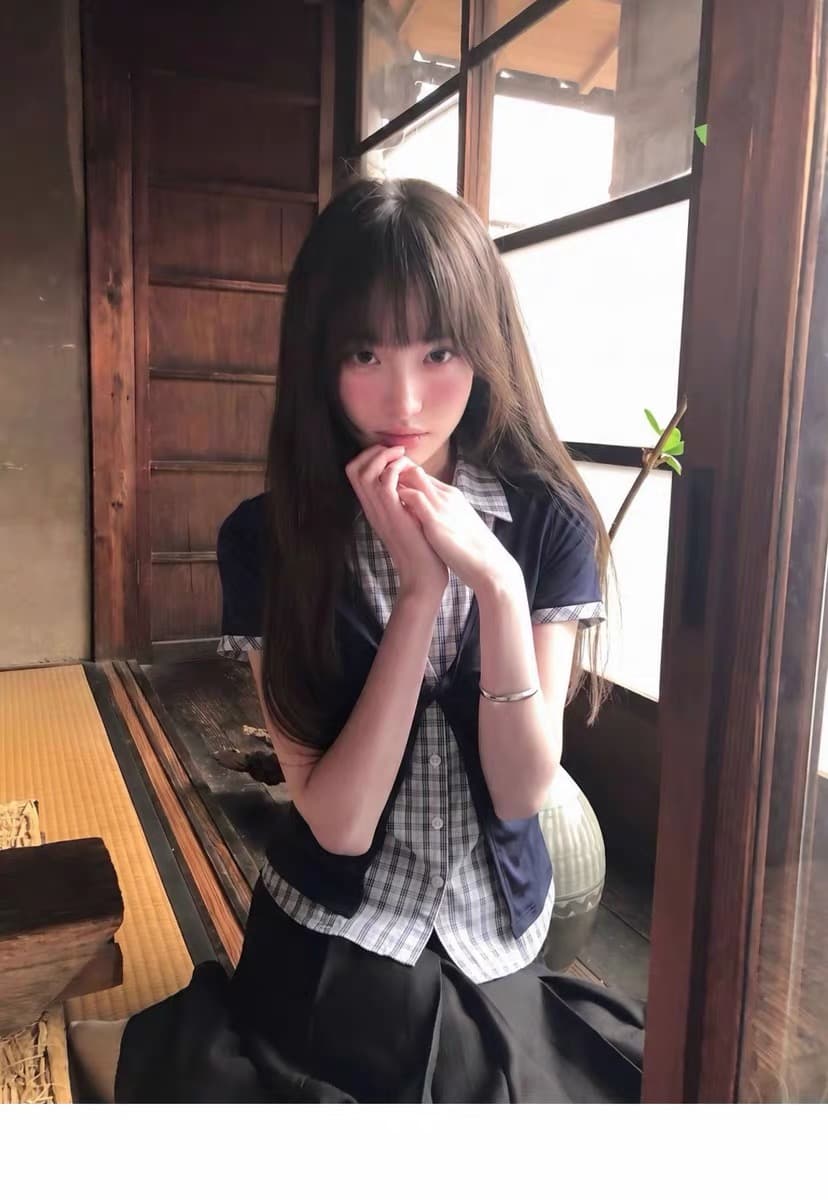 있음 선적 한 부서 학원 스타일 배색 반팔 몸매 가꾸기 패치워크 체크무늬 여성 셔츠 상세 이미지 10