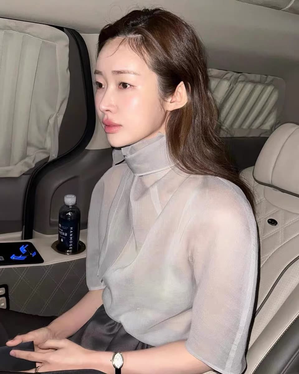 재고 있음 2026 여름 신제품 마이크로 ~을 통해 얇고 가벼운 작은 대중 우아함 스카프 칼라 거품 소매 셔츠 맨위 여성 상세 이미지 1