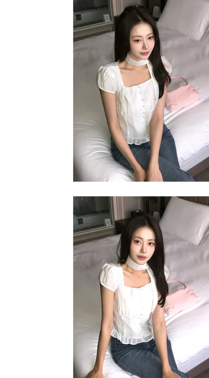 재고 있음 지젤 눈 허용하다 같은 단락 레이스 프릴 주름 광장 칼라 반팔 셔츠 상세 이미지 14