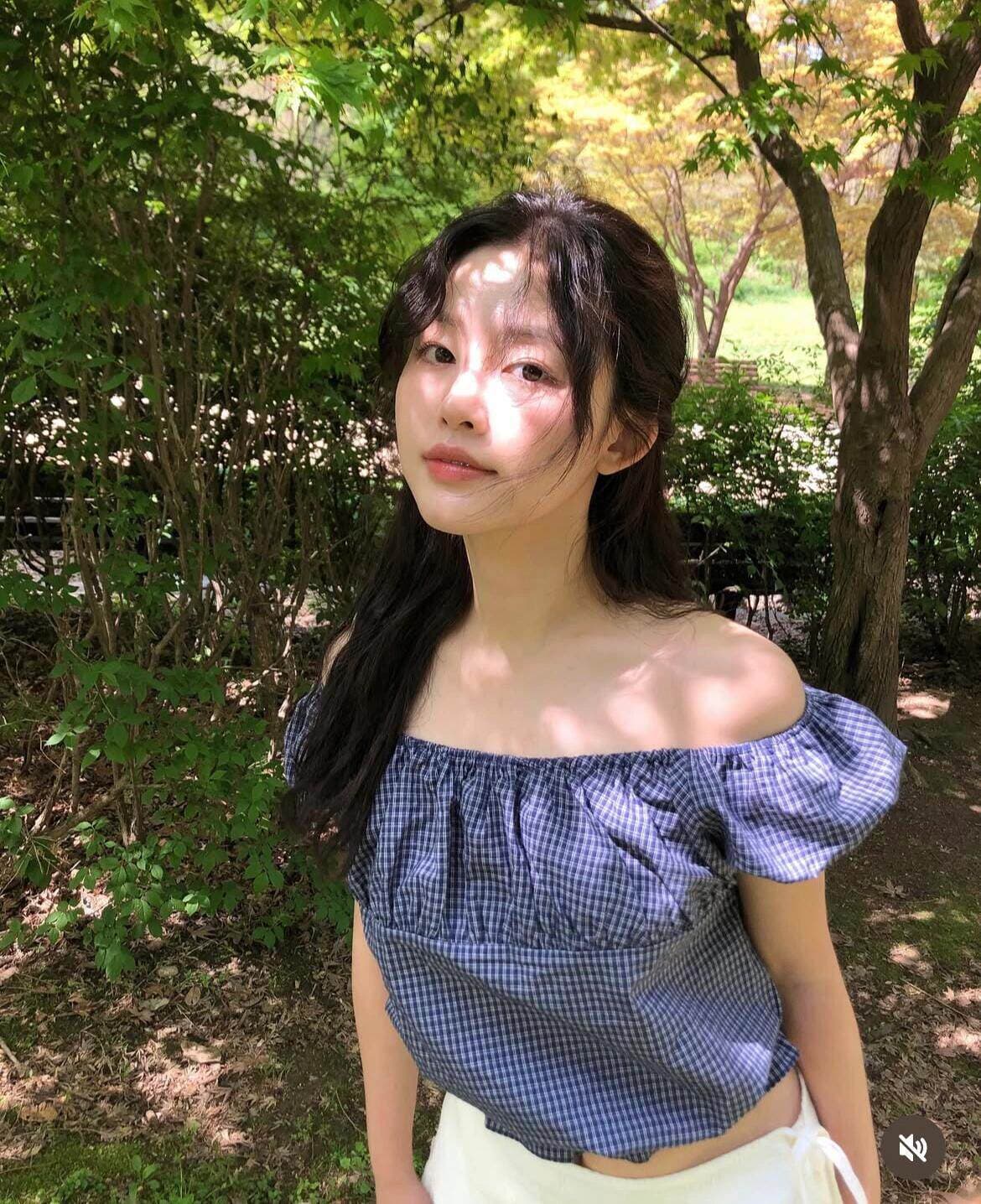 렌 민 장 후이 원자바오 같은 단락 레트로 보트넥 체크무늬 달콤함 거품 소매 셔츠 반팔 맨위 여성 상세 이미지 12