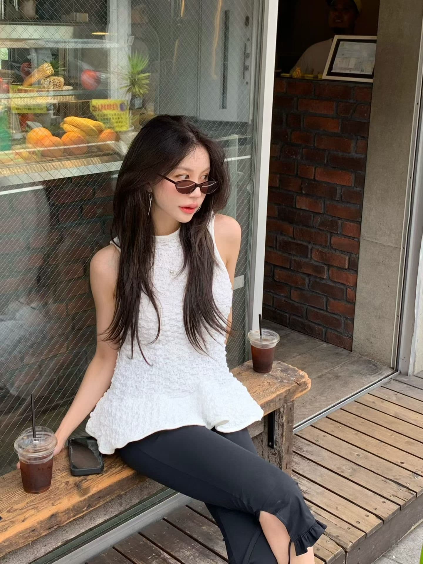 26 여름 고급 센스 한국 새로운 주름 3 차원 프릴 퍼프 민소매 조끼 세련된 맨위 상세 이미지 1