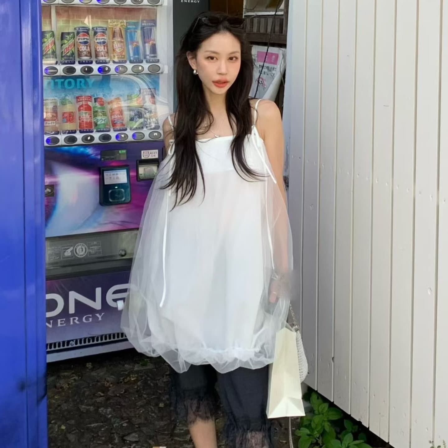 화이트 슬립 여성 드레스 여름 망사 치마 휴가 바람 요정 치마 퍼프 한 마디 미니 스커트
