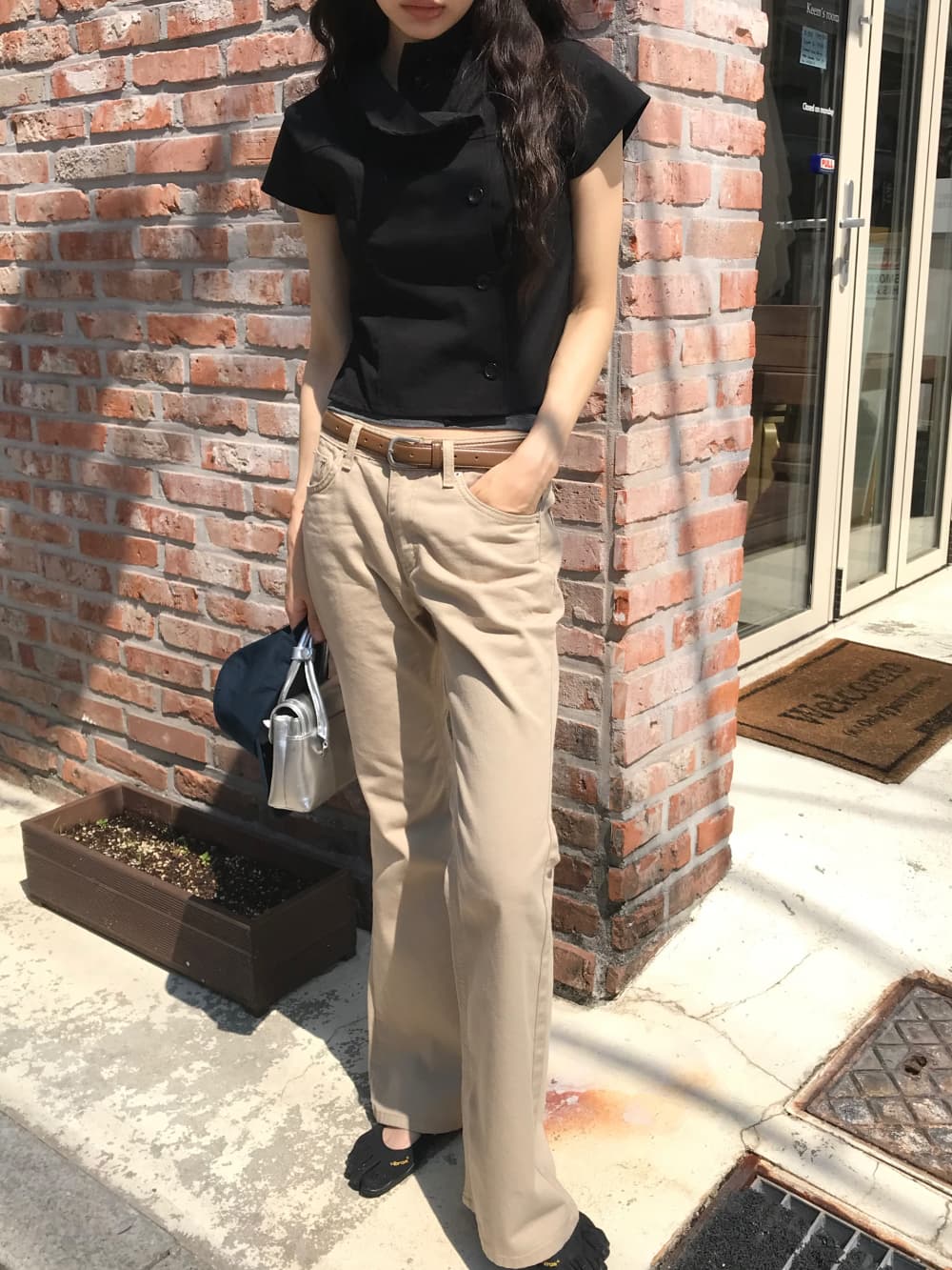 이중 버튼 배색 스탠드 칼라 반팔 티셔츠 여성 여름 몸매 가꾸기 슬림해 보이는 디자인 센스 패션 다용도 레트로 맨위 상세 이미지 42