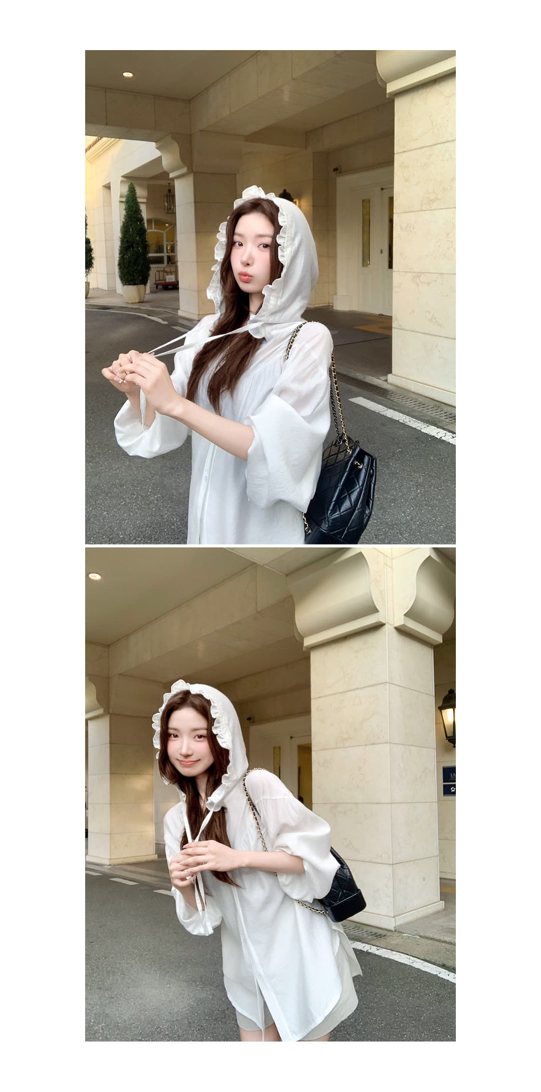 한 부서 레이스 조각 여성 셔츠 여름 루즈핏 얇은 스타일 후드 자외선 차단 셔츠 빅 사이즈 맨위 재킷 상세 이미지 6