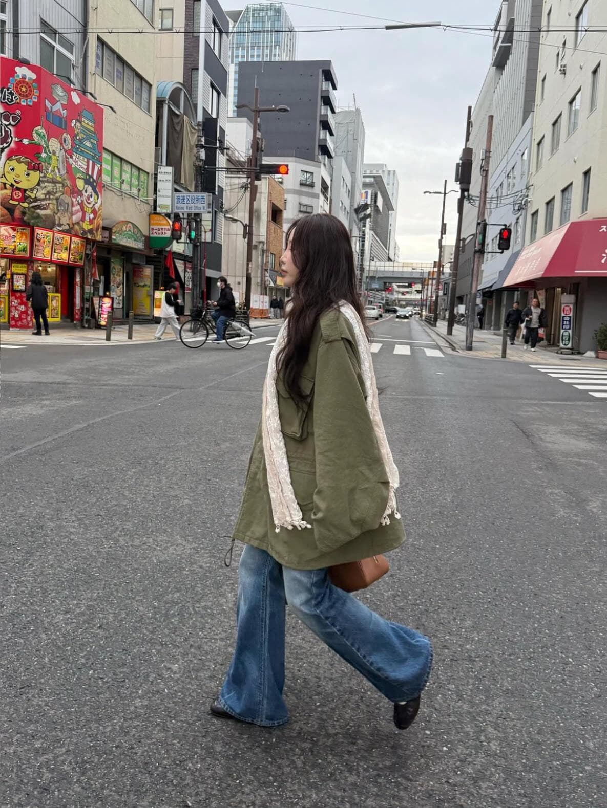 재고 있음 이른 가을 새로운 26 레트로 루즈핏 캐주얼 스탠드 칼라 중간 길이 워크웨어 바람막이 재킷 여성 코트 상세 이미지 4