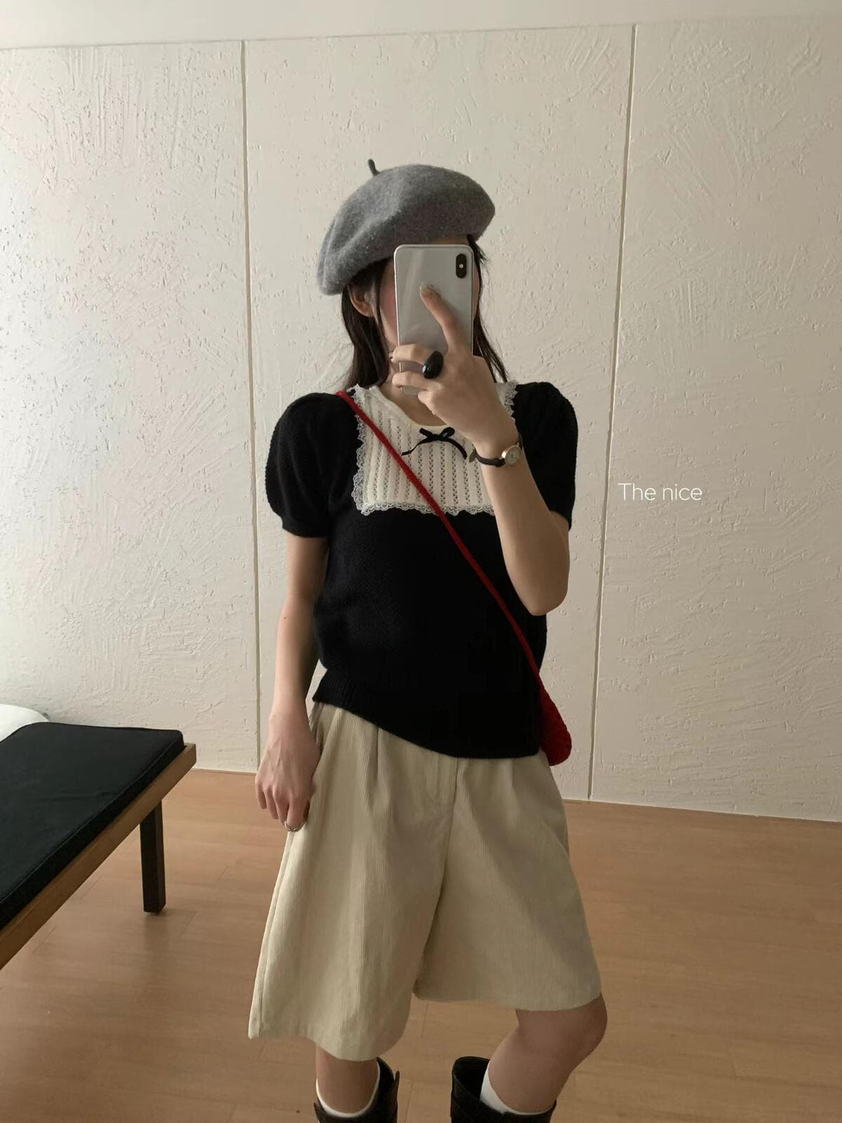 재고 있음 매장 정통 달콤한 자매 인생 셔츠 가을 켜기 새로운 달콤함 철자 레이스 레이스 배색 니트 스웨터 상세 이미지 6