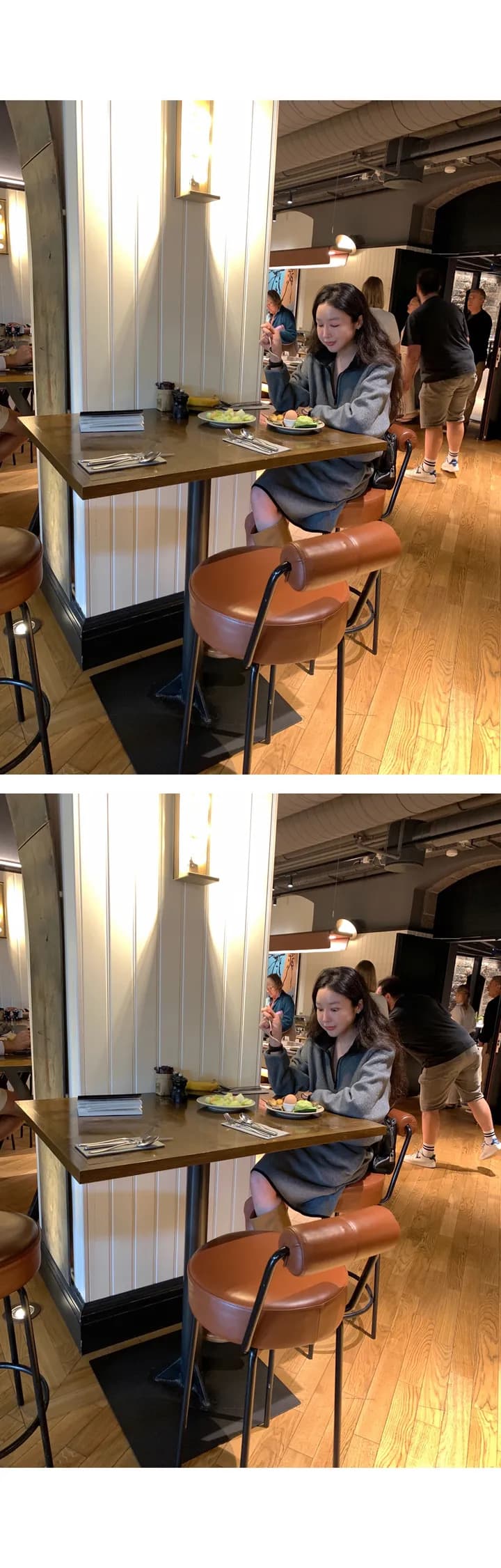 한국 작은 대중 캐주얼 미니멀리즘 플리스 터틀넥 펌프 로프 맨위 반 스커트 세트 상세 이미지 17