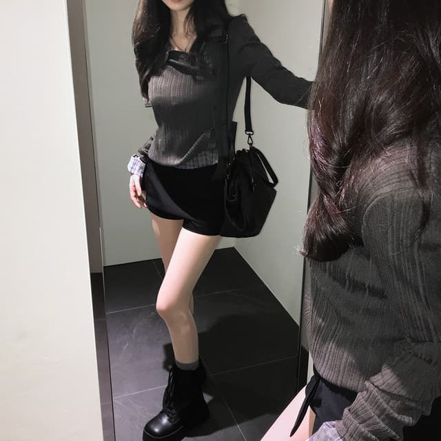 한국 동대문 2026 가을 새로운 폴로 칼라 긴팔 니트 스웨터 여성 셔츠 상세 이미지 9