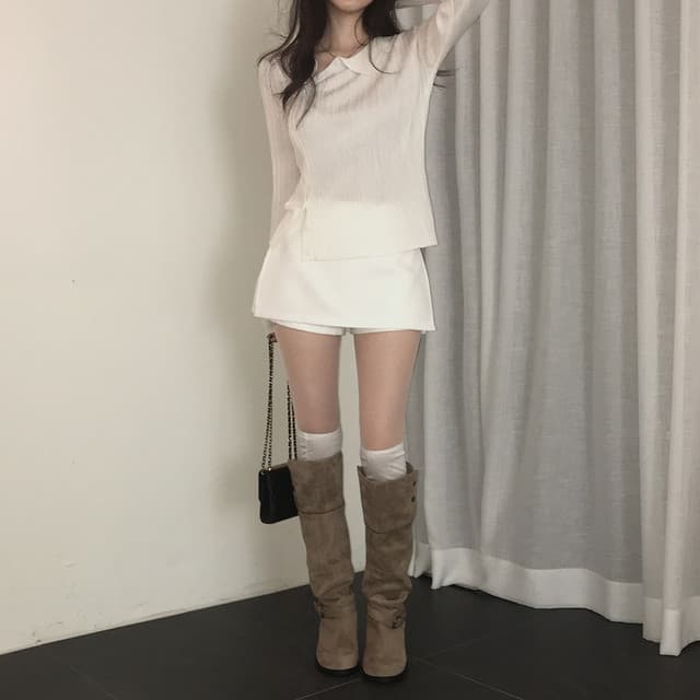 한국 동대문 2026 가을 새로운 폴로 칼라 긴팔 니트 스웨터 여성 셔츠 상세 이미지 40