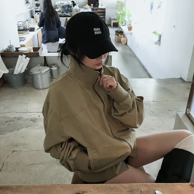달콤함 소녀 한국 2026 가을 터틀넥 지퍼 워싱 재킷 재킷 지방 공 서비스 플라잉 재킷 이미지 3