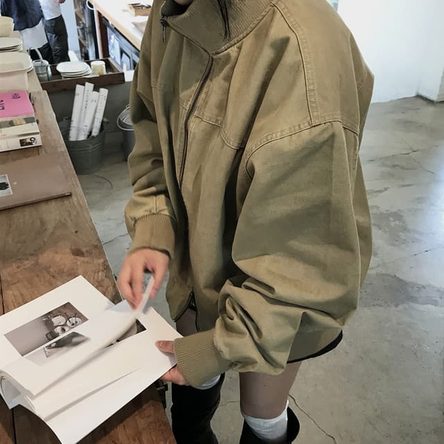 달콤함 소녀 한국 2026 가을 터틀넥 지퍼 워싱 재킷 재킷 지방 공 서비스 플라잉 재킷 상세 이미지 6