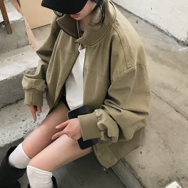 달콤함 소녀 한국 2026 가을 터틀넥 지퍼 워싱 재킷 재킷 지방 공 서비스 플라잉 재킷 상세 이미지 17