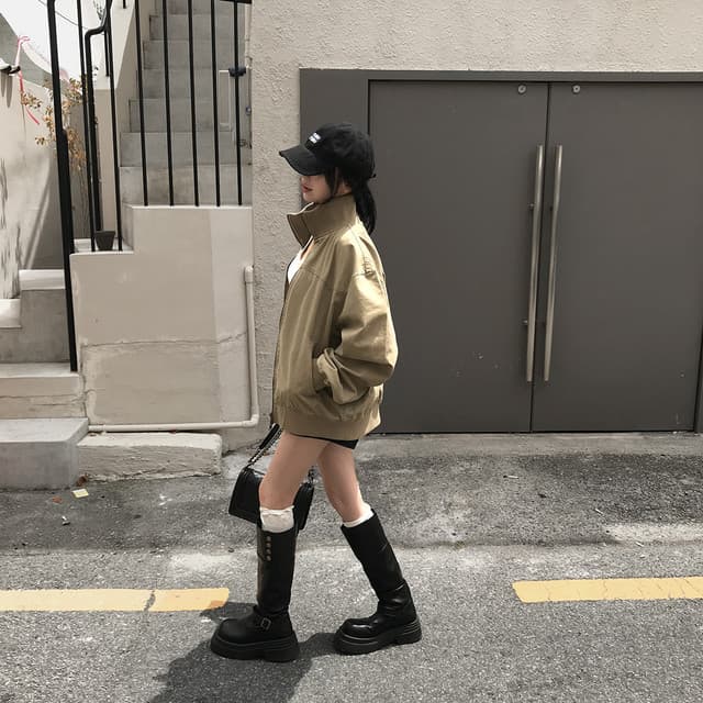 달콤함 소녀 한국 2026 가을 터틀넥 지퍼 워싱 재킷 재킷 지방 공 서비스 플라잉 재킷 상세 이미지 21