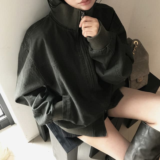 달콤함 소녀 한국 2026 가을 터틀넥 지퍼 워싱 재킷 재킷 지방 공 서비스 플라잉 재킷 상세 이미지 25