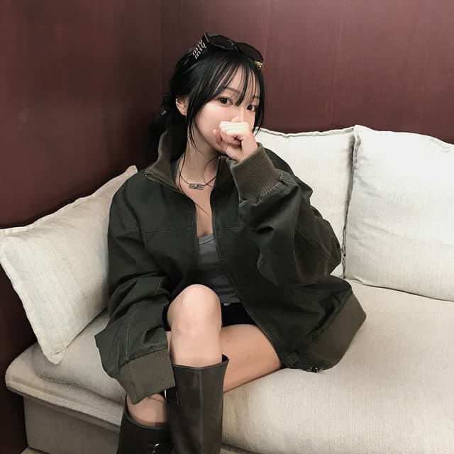 달콤함 소녀 한국 2026 가을 터틀넥 지퍼 워싱 재킷 재킷 지방 공 서비스 플라잉 재킷 상세 이미지 27