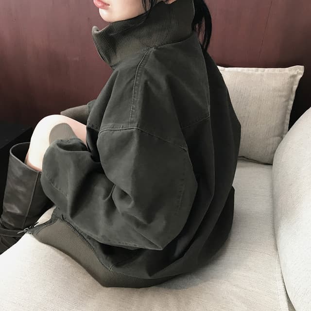 달콤함 소녀 한국 2026 가을 터틀넥 지퍼 워싱 재킷 재킷 지방 공 서비스 플라잉 재킷 상세 이미지 28