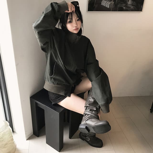 달콤함 소녀 한국 2026 가을 터틀넥 지퍼 워싱 재킷 재킷 지방 공 서비스 플라잉 재킷 상세 이미지 29