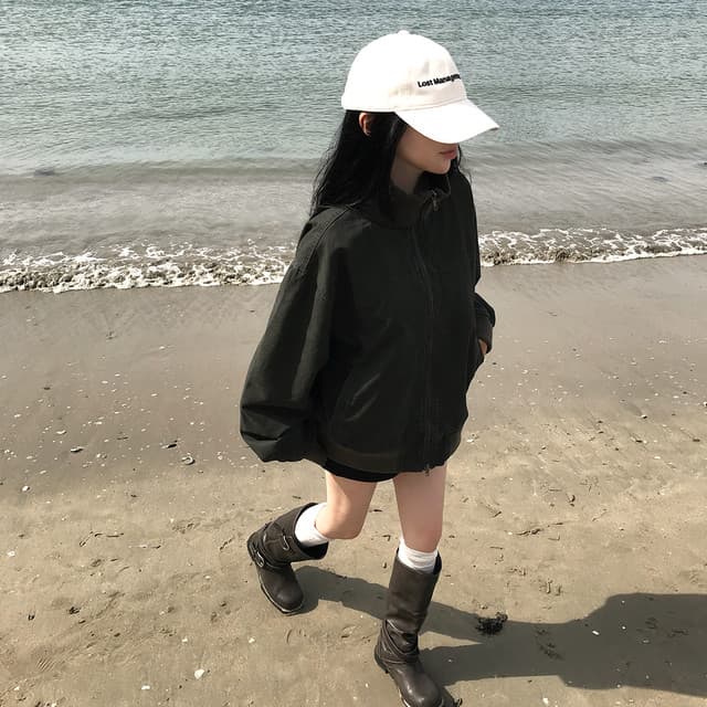 달콤함 소녀 한국 2026 가을 터틀넥 지퍼 워싱 재킷 재킷 지방 공 서비스 플라잉 재킷 상세 이미지 34