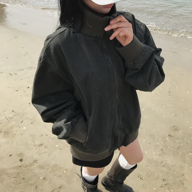달콤함 소녀 한국 2026 가을 터틀넥 지퍼 워싱 재킷 재킷 지방 공 서비스 플라잉 재킷 상세 이미지 36