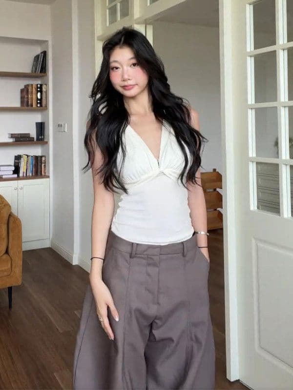 2026 순수한 욕망 바람 섹시함 깊은 V 넥 민소매 품격 조끼 여름 몸매 가꾸기 허리 수축 핫걸 작은 대중 쇼트 스타일 맨위 상세 이미지 25