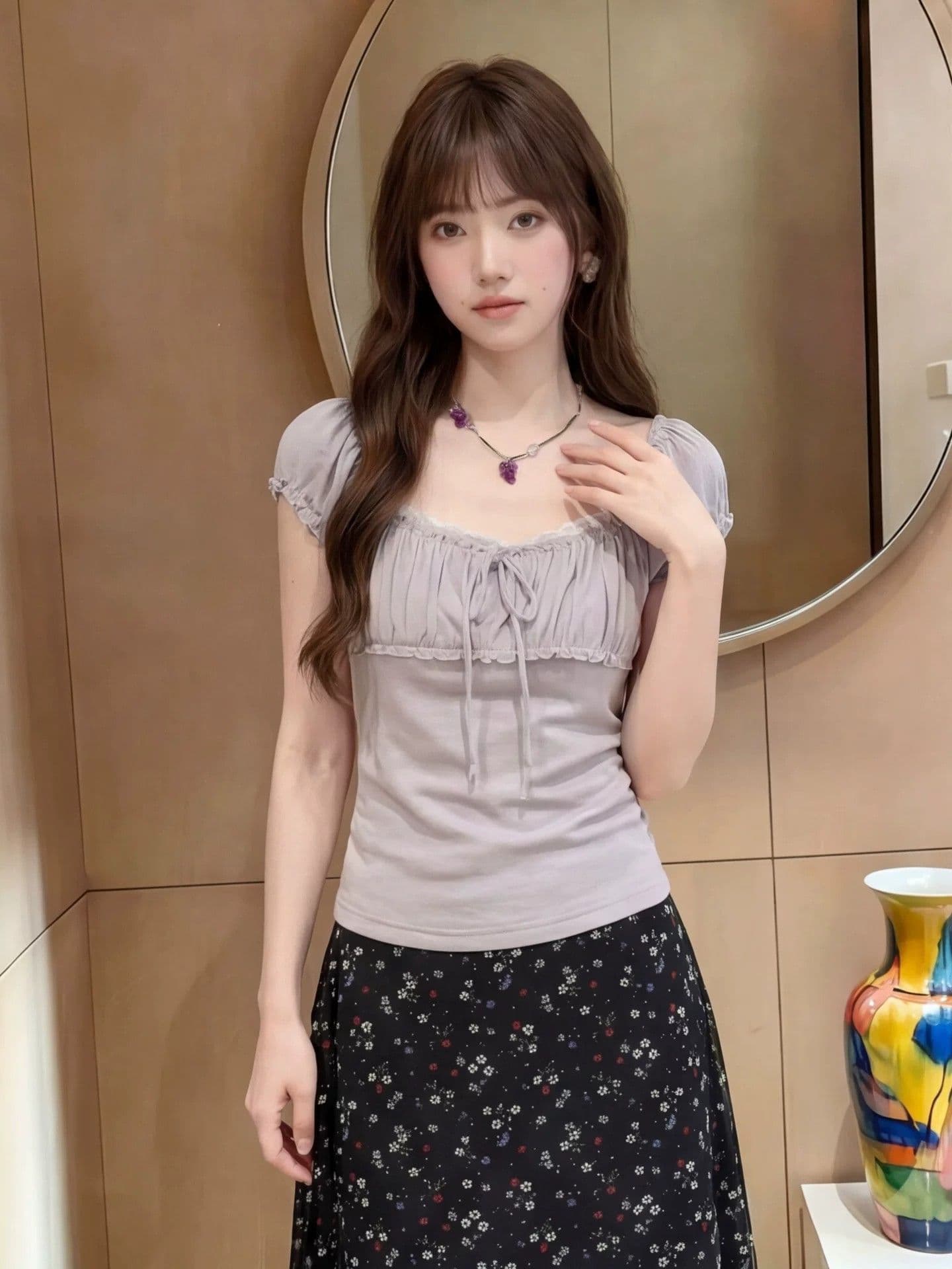 2026 달콤함 소녀 바람 레이스 반팔 티셔츠 여성 여름 맨위 이미지 3