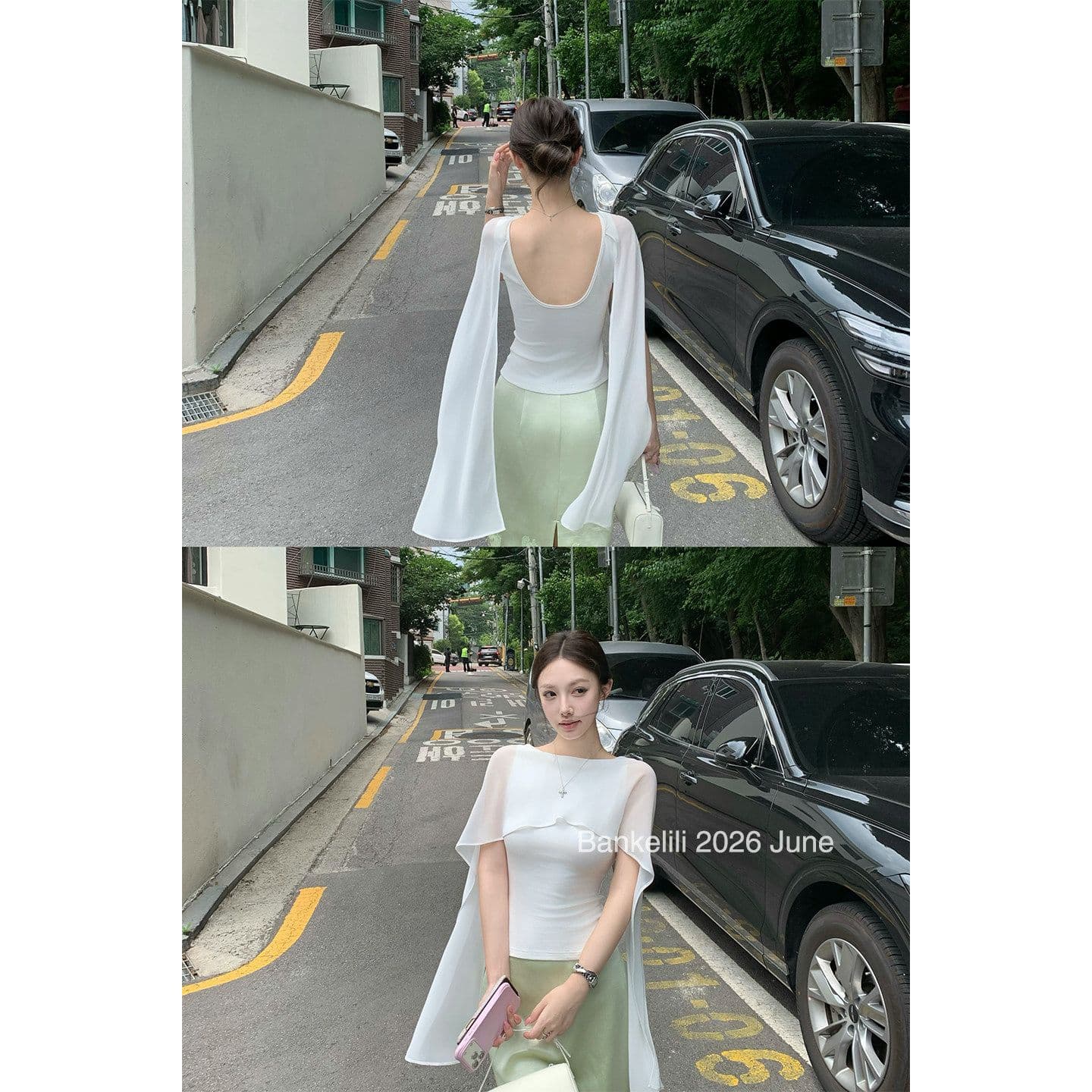 2026 밤나무 코코아 bankelili 새싹 당겨서 미스 Tulle 숄 허리 수축 맨위 여성 이미지 4