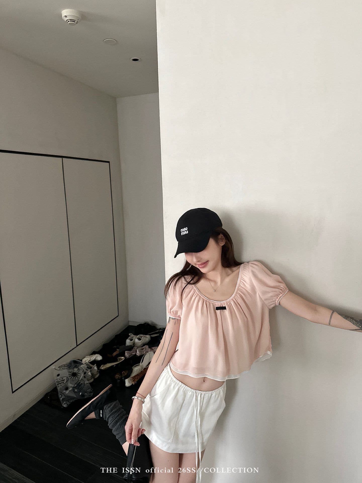 2026u 칼라 거품 소매 쇼트 스타일 티셔츠 여성 여름 한 부서 배색 패치워크 슬림해 보이는 루즈핏 슬림해 보이는 맨위 상세 이미지 5