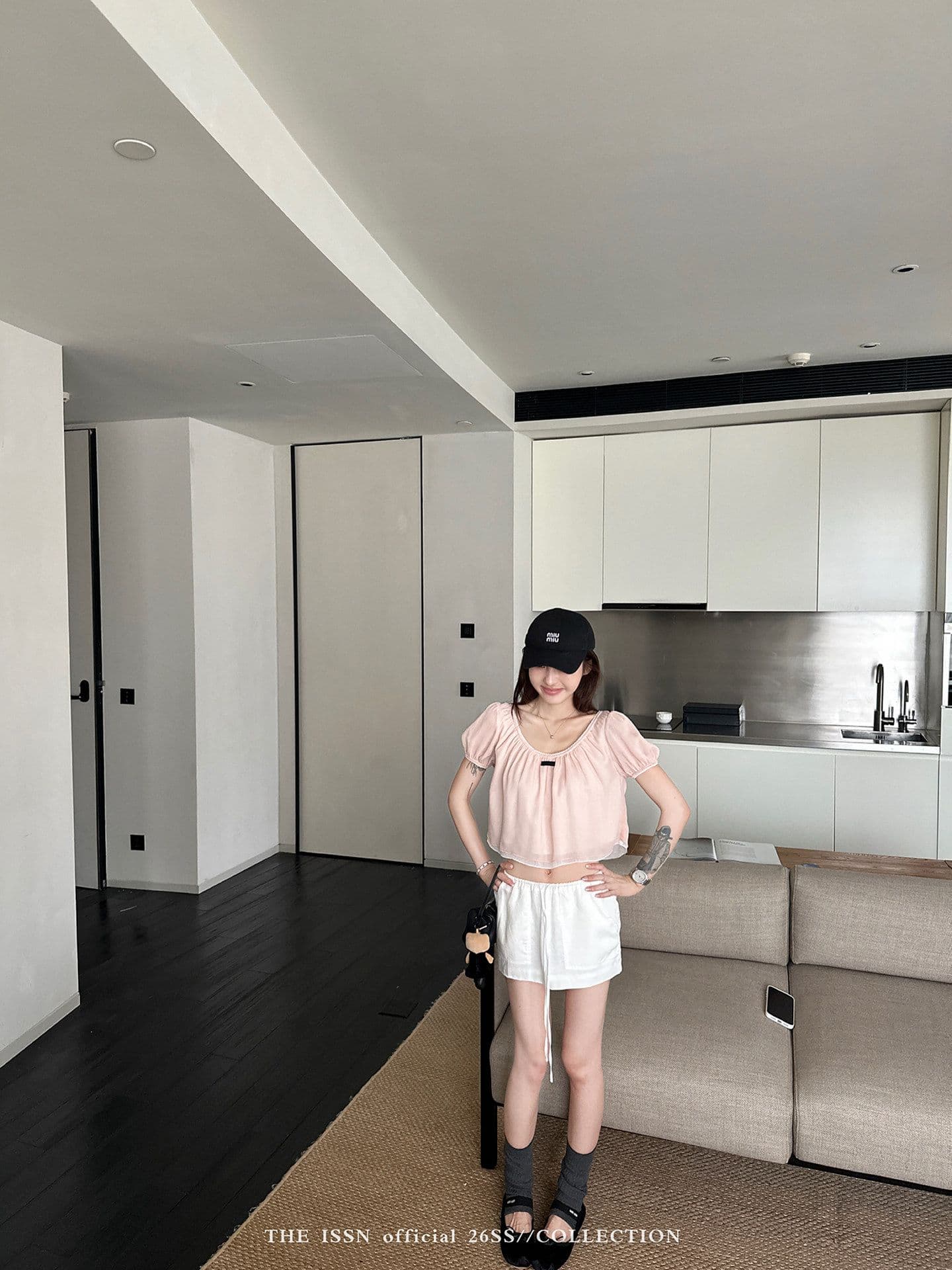 2026u 칼라 거품 소매 쇼트 스타일 티셔츠 여성 여름 한 부서 배색 패치워크 슬림해 보이는 루즈핏 슬림해 보이는 맨위 상세 이미지 7