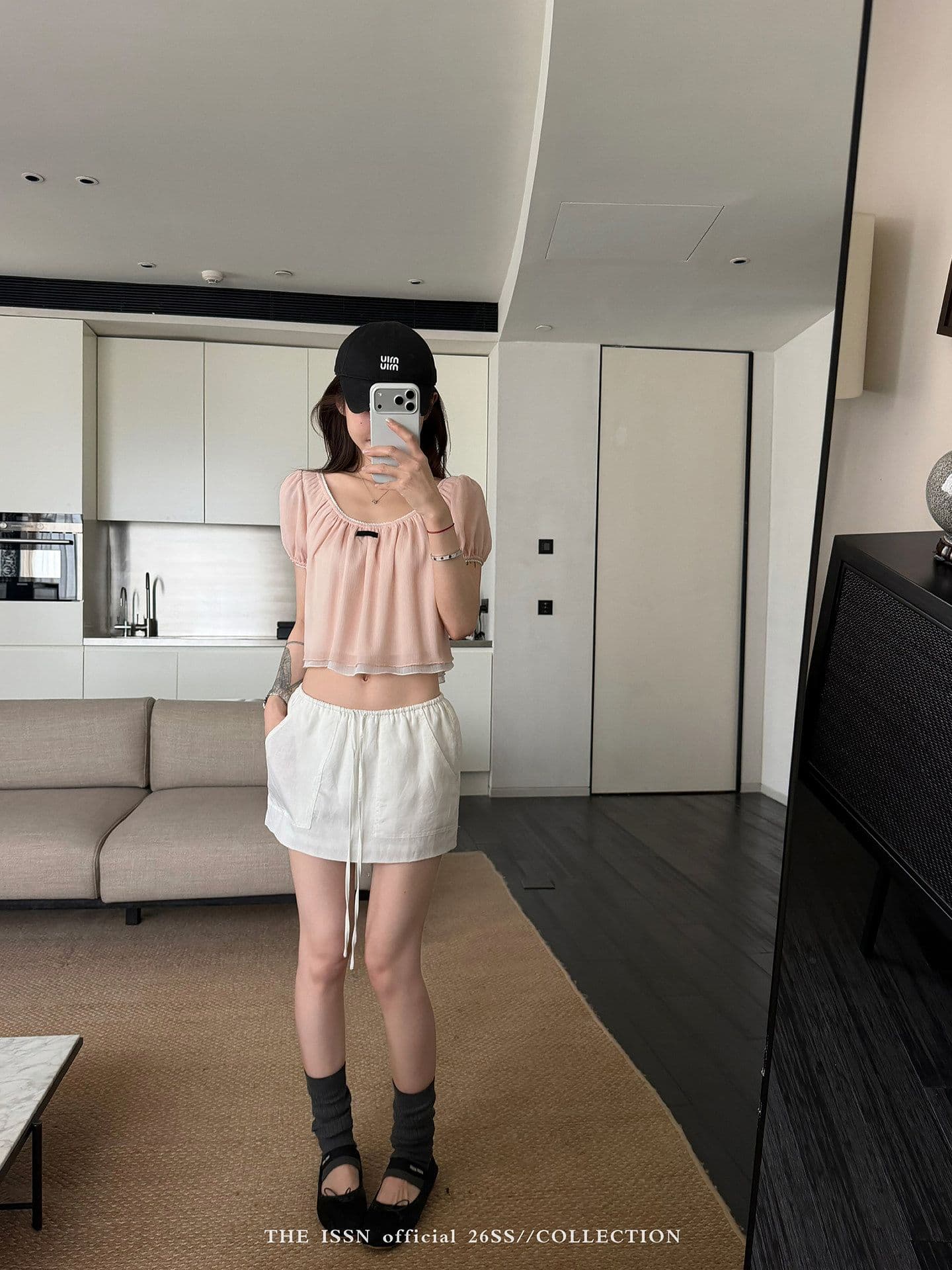 2026u 칼라 거품 소매 쇼트 스타일 티셔츠 여성 여름 한 부서 배색 패치워크 슬림해 보이는 루즈핏 슬림해 보이는 맨위 상세 이미지 10
