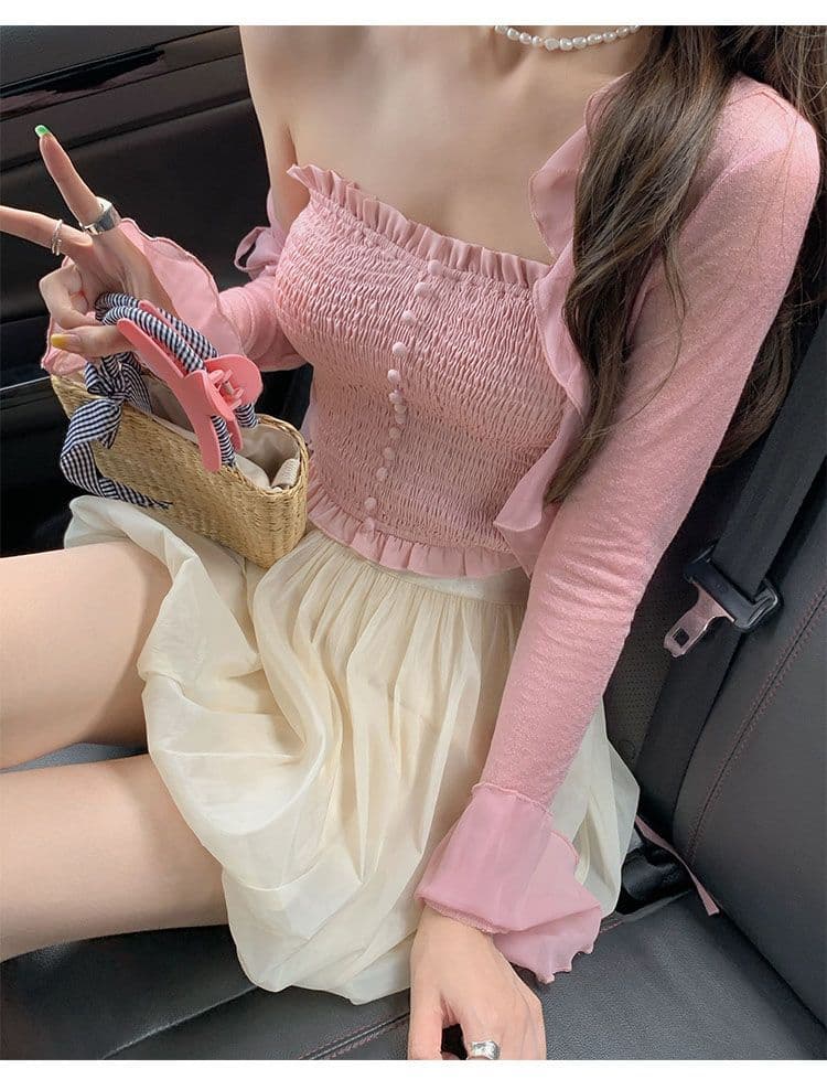 2026 자외선 차단 나팔 소매 쉬폰 오픈 가디건 여성 여름 얇은 스타일 레이스 슈퍼 요정 외부 가져 가라. 블라우스 숄 맨위 상세 이미지 5