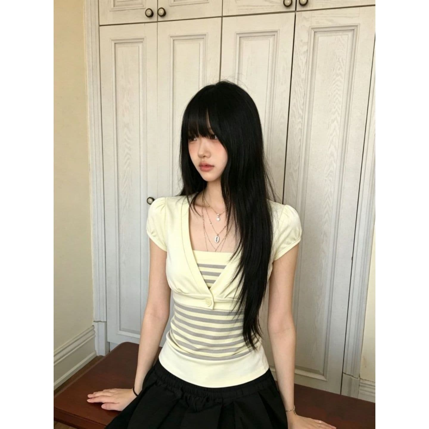 2026 여름 부드러운 연령 감소 몸매 가꾸기 슬림해 보이는 투피스 세트 상세 이미지 6