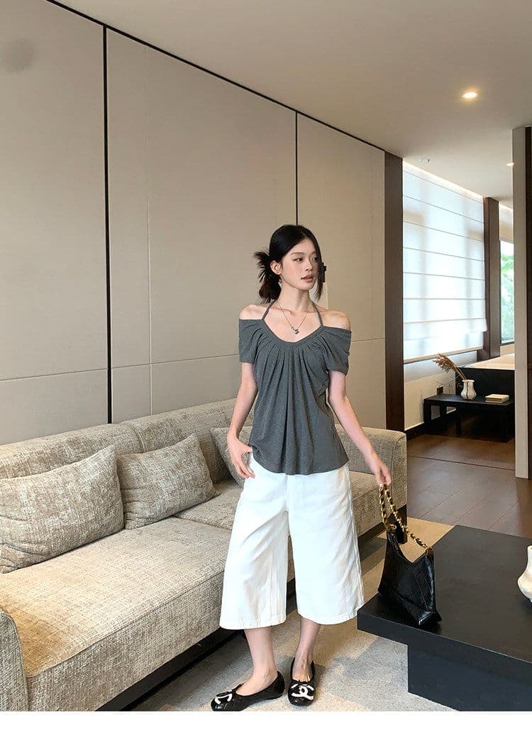 2026 u 칼라 행침 목 긍정적 인 어깨 반팔 티셔츠 여름 착용 가져 가라. 한 부서 루즈핏 맨위 상세 이미지 32