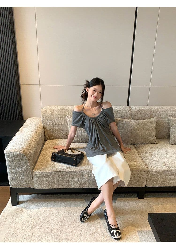 2026 u 칼라 행침 목 긍정적 인 어깨 반팔 티셔츠 여름 착용 가져 가라. 한 부서 루즈핏 맨위 상세 이미지 33