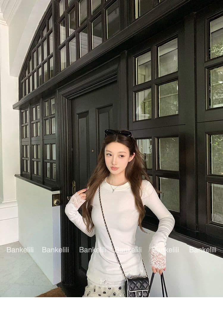 2026 핫걸 라운드 넥 긴팔 티셔츠 가을 새로운 단색 인사이드 가져 가라. 기본 셔츠 몸매 가꾸기 고급 센스 외국 가스 맨위 상세 이미지 6