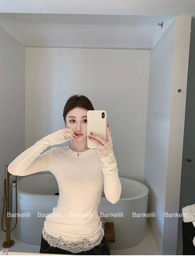 2026 핫걸 라운드 넥 긴팔 티셔츠 가을 새로운 단색 인사이드 가져 가라. 기본 셔츠 몸매 가꾸기 고급 센스 외국 가스 맨위 상세 이미지 8