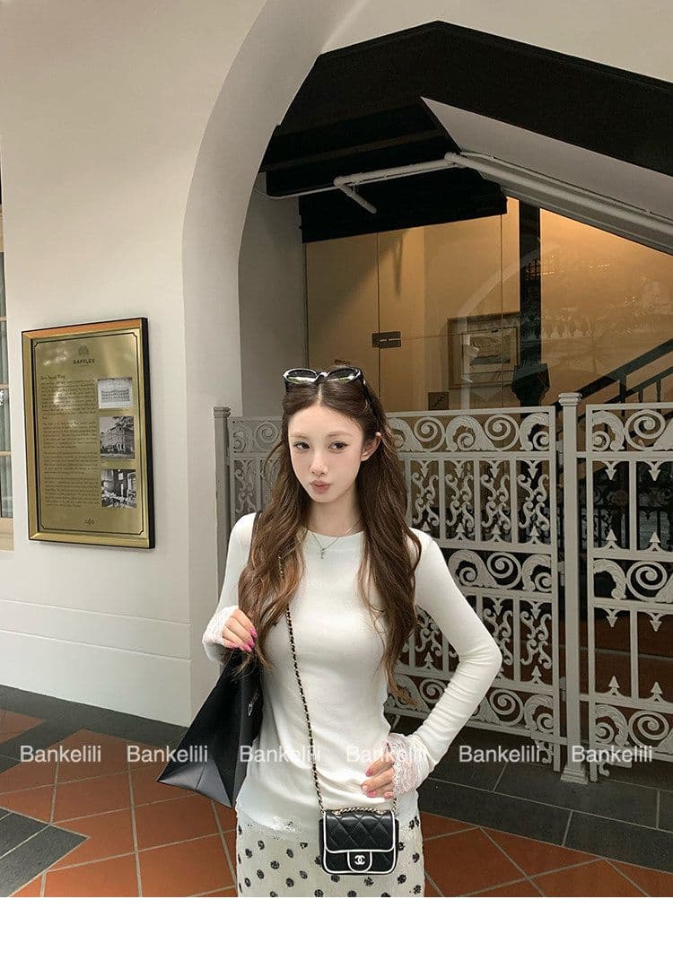 2026 핫걸 라운드 넥 긴팔 티셔츠 가을 새로운 단색 인사이드 가져 가라. 기본 셔츠 몸매 가꾸기 고급 센스 외국 가스 맨위 상세 이미지 13
