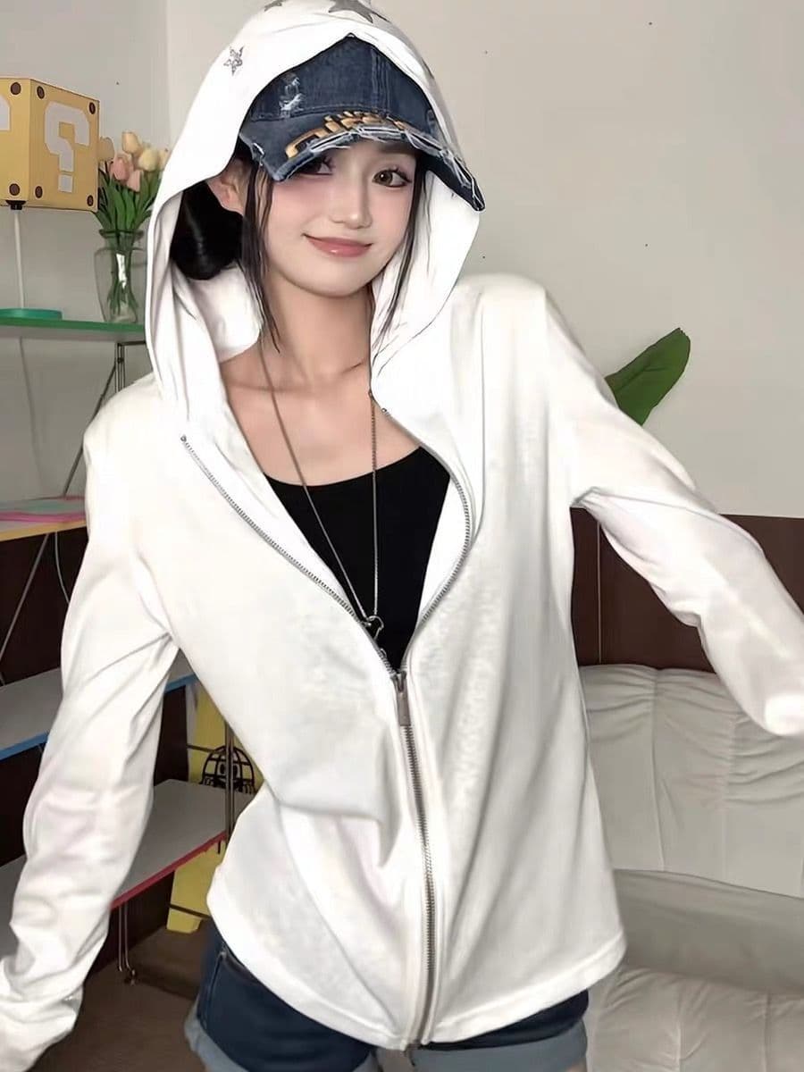 2026 압력 훈련 백금 지퍼 눈꽃 면 짧은 외투 몸매 가꾸기 자외선 차단 블라우스 여성 상세 이미지 3