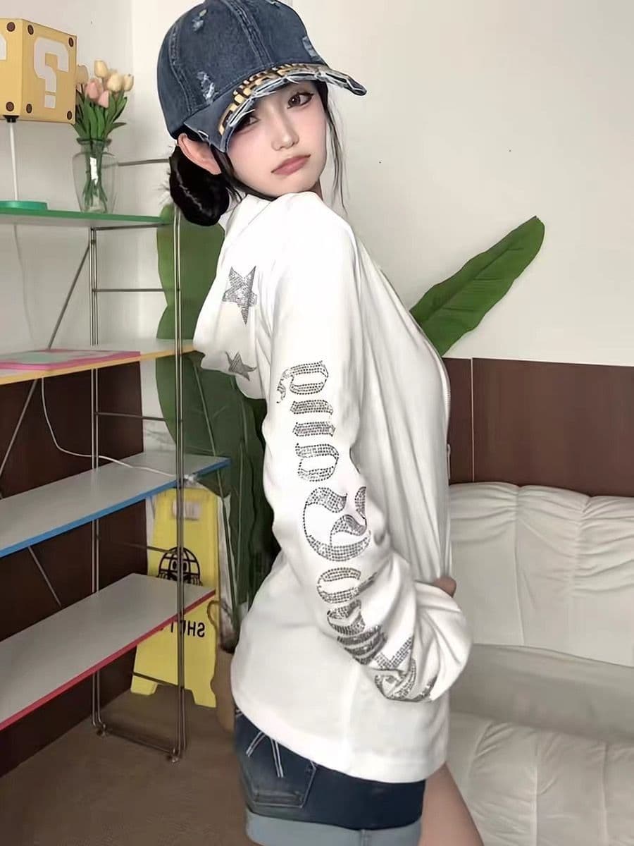2026 압력 훈련 백금 지퍼 눈꽃 면 짧은 외투 몸매 가꾸기 자외선 차단 블라우스 여성 상세 이미지 4
