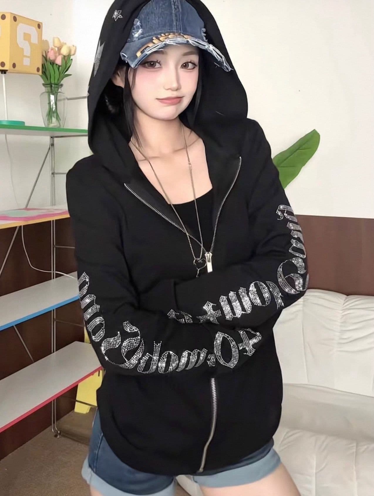 2026 압력 훈련 백금 지퍼 눈꽃 면 짧은 외투 몸매 가꾸기 자외선 차단 블라우스 여성 상세 이미지 9