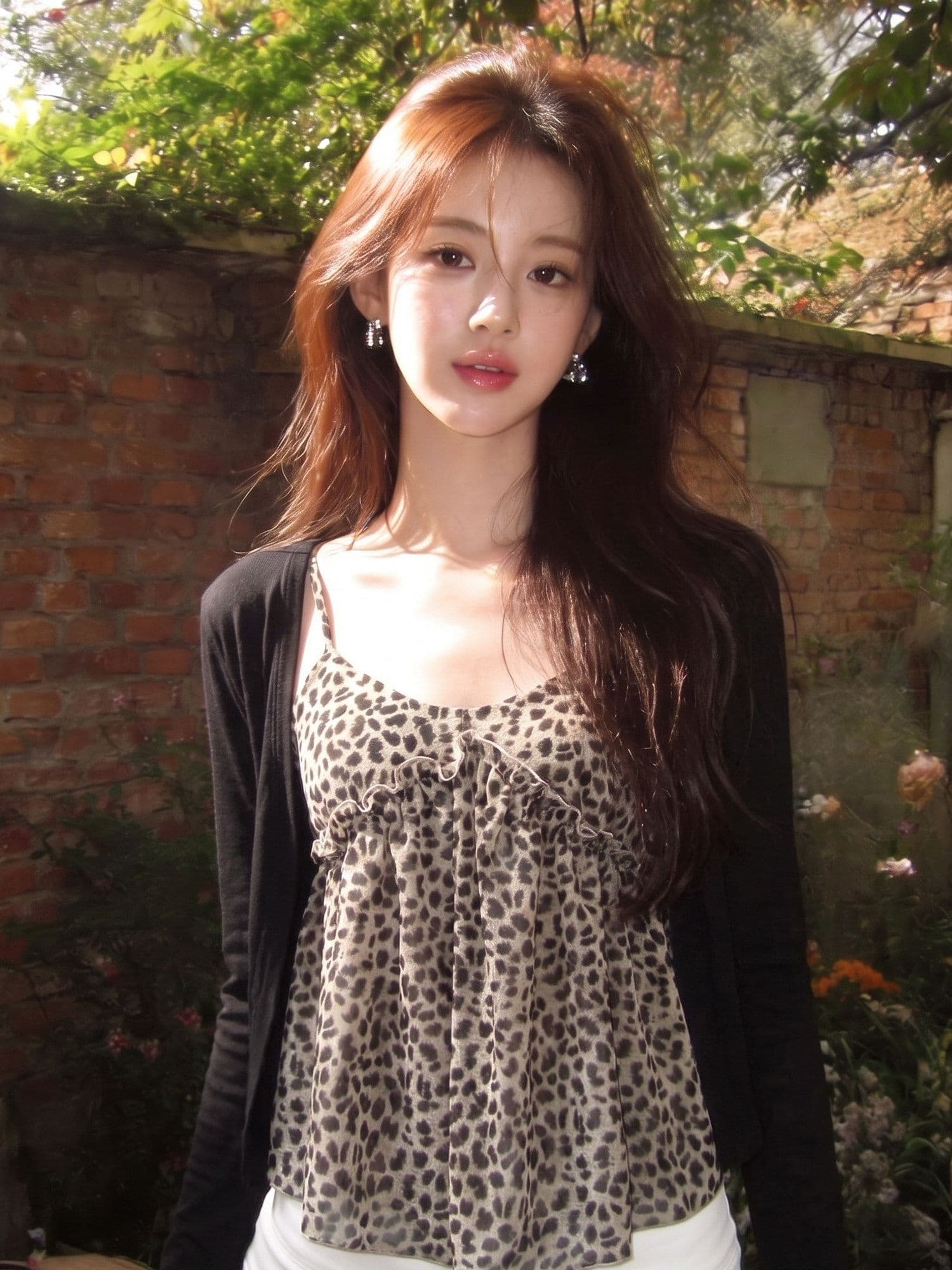 2026 레오파드 무늬 캐미솔 여름 핫걸 튜브탑 맨위 자외선 차단 오픈 가디건 외부 가져 가라. 투피스 세트 상세 이미지 5