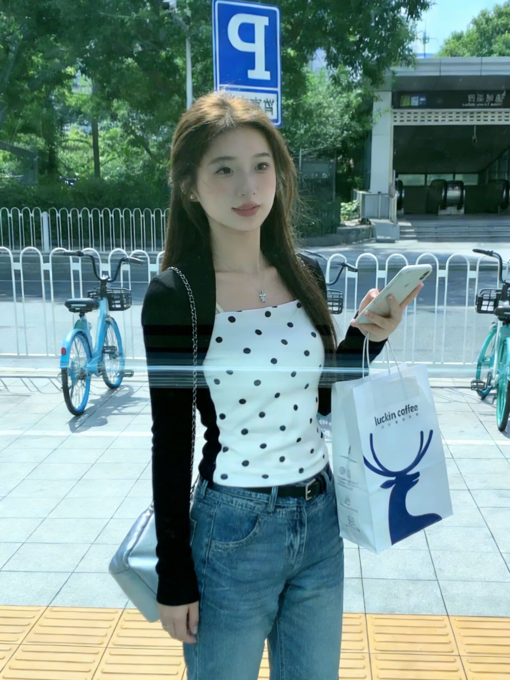 2026 페이크 레이어드 배색 패치워크 도트 무늬 긴팔 티셔츠 여성 조기 봄 기본 셔츠 몸매 가꾸기 맨위 상세 이미지 8