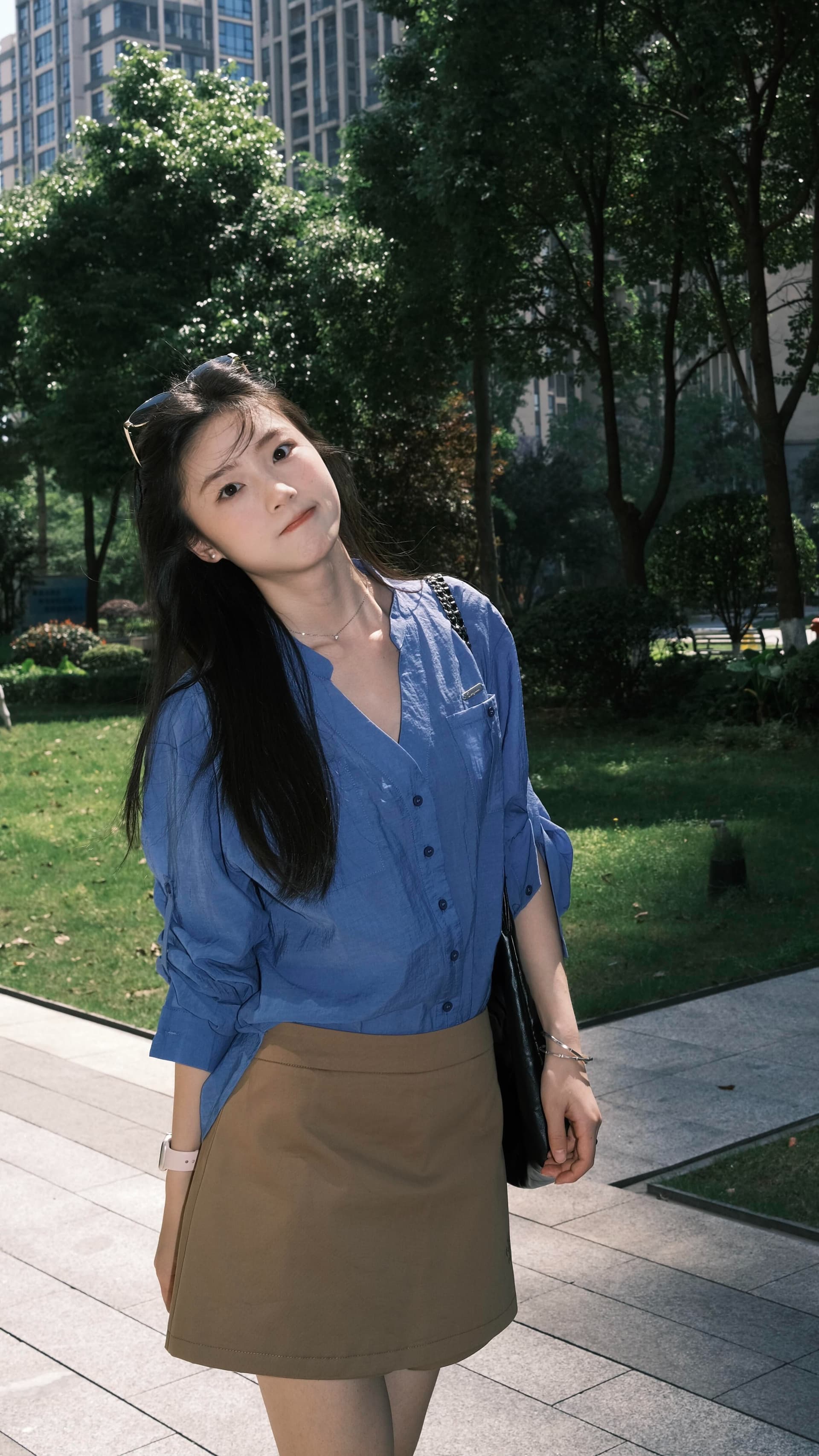 2026 고급 센스 톰 글 래 원인 블루 셔츠 여성 긴 소매 봄 여름 루즈핏 슬림해 보이는 셔츠 재킷 상세 이미지 3